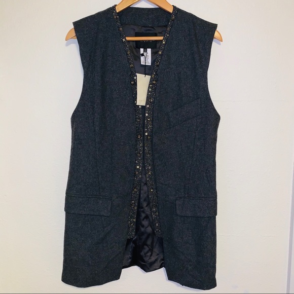 🦋NWT MM Couture Long Gray Vest - Picture 1 of 4